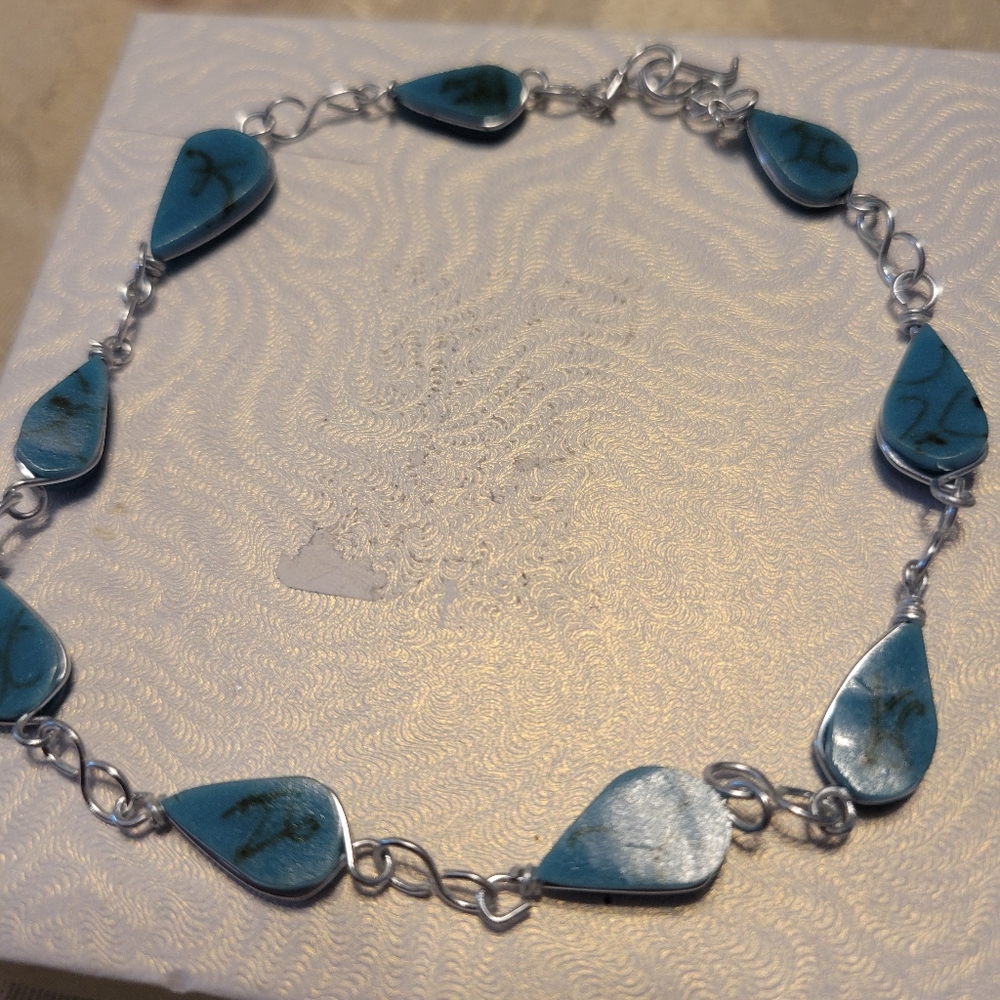 Elegant Blue Teardrop Ankle Bracelet